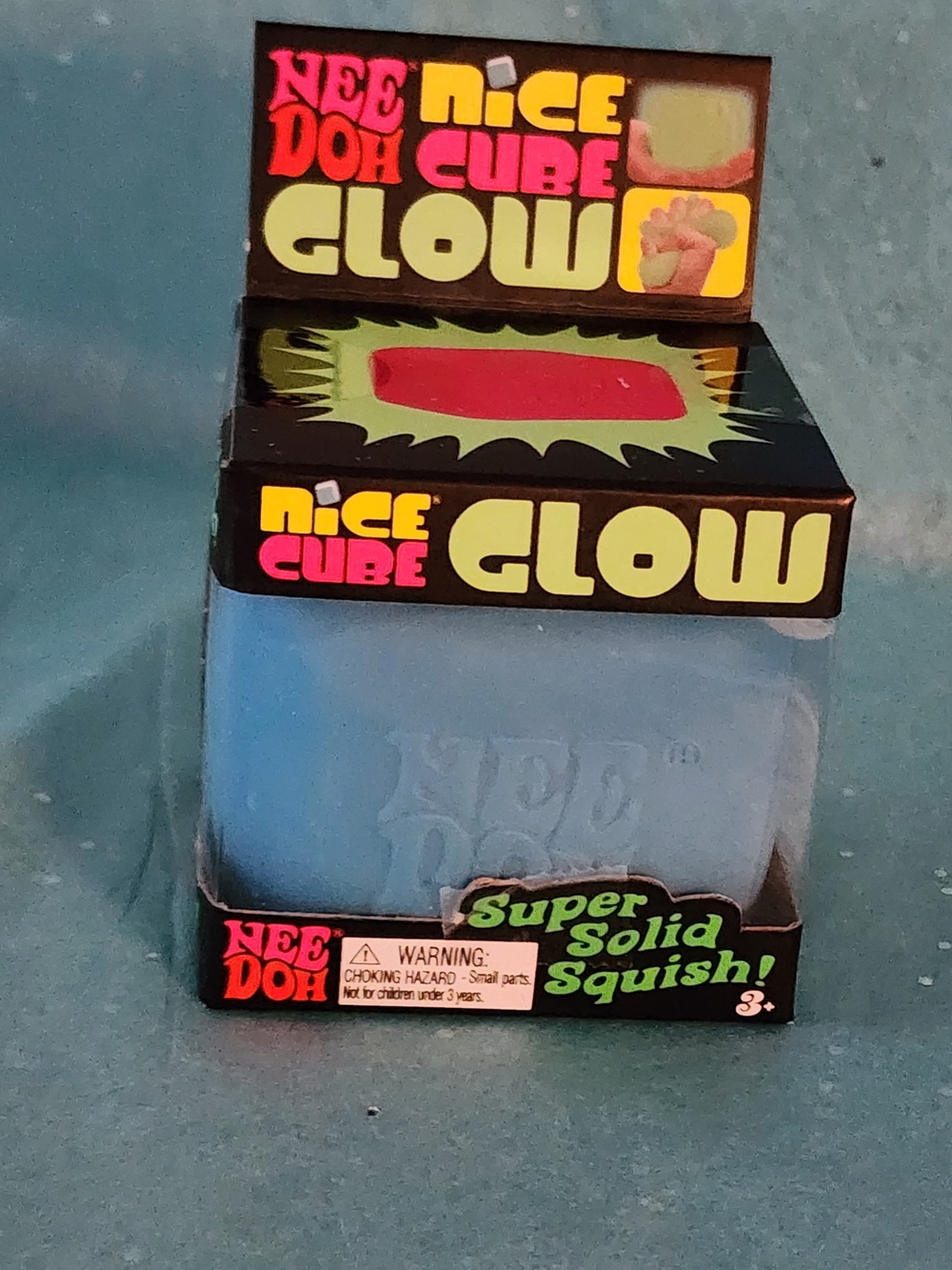 Nee Doh Nice Cube Glow ☆ Blue Squish Toy. NWT